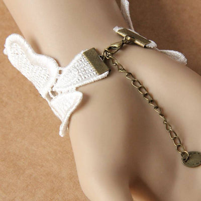 White Lace Pearl Rose Bracelet SD00226