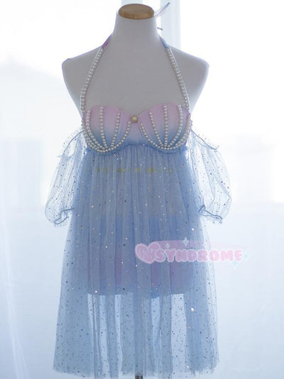 Japanese Harajuku Pastel Galaxy Pearl Seashell Bra Summer Swimsuit SD01088