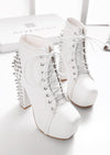 Spiked Studded Rivet Ankle Platform Laced Boots SD00006