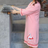 Korean cute embroidery swan knit long dress SD00691