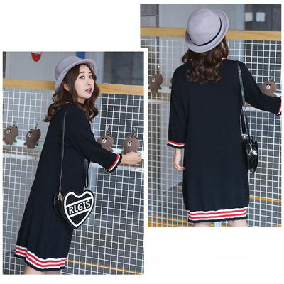 Korean cute embroidery swan knit long dress SD00691