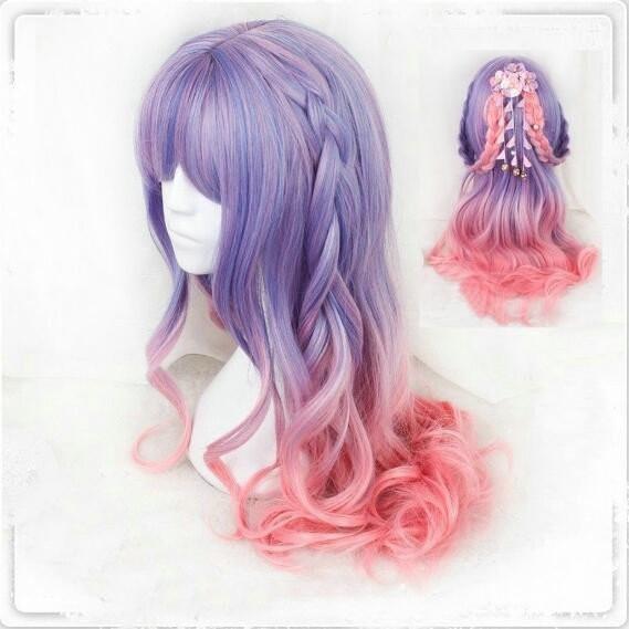 Purple Gradient Pink Lolita Curly Wig SD02316