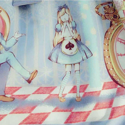 Cute Lolita Alice Wonderland Printed Doll Collar Sleeveless Bow Dress SD01840