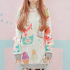 Japanese Harajuku Colorful Cake Print Long Sweater SD00832