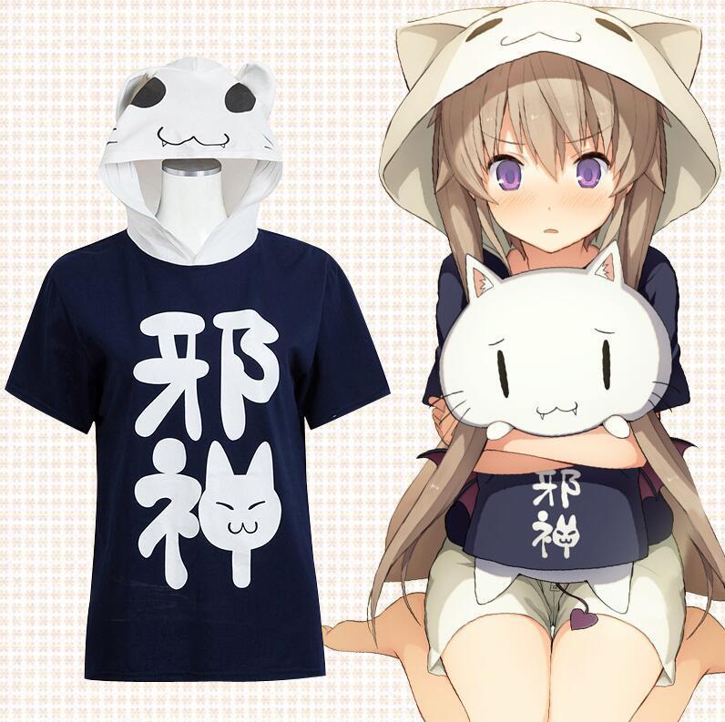 Japanese Anime Beyond the sky into the Firmament Arisaka Mashiro Jashin-chan Neko Hoodie T-shirt SD02246