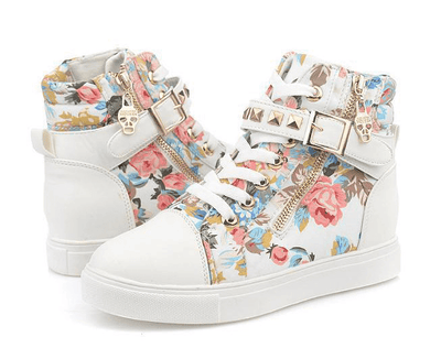 Hot Floral Straps Studs Sneakers Canvas Shoes SD02314