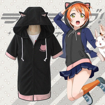 Love Live Hoshizora Rin Cat Zipper Hoodie T-shirt SD00845