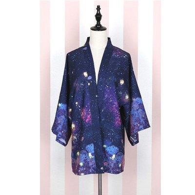 Sky Flower Darkblue Kimono Bathrobe Haori SD01038