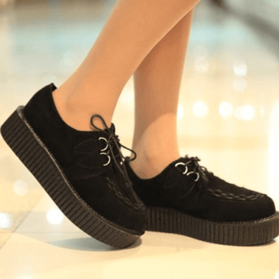 Black Suede Platform Creepers Shoes Ver.6 SD00168