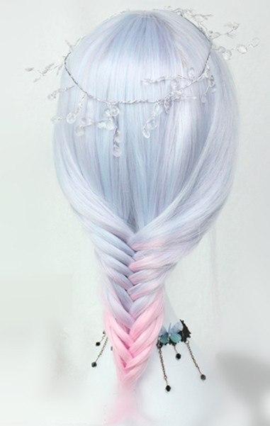 Pastel Blue and Pink Mixed Short Wig SD00438