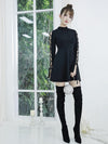 Black Ribbon Sleeve Pentagram Dress SD00345