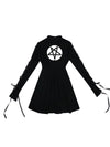 Black Ribbon Sleeve Pentagram Dress SD00345