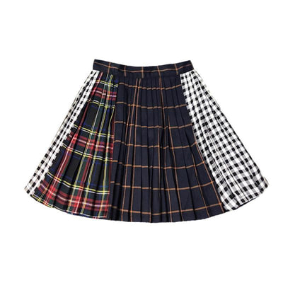 Multi Pleaded Plaid Pink Skirt SD00129