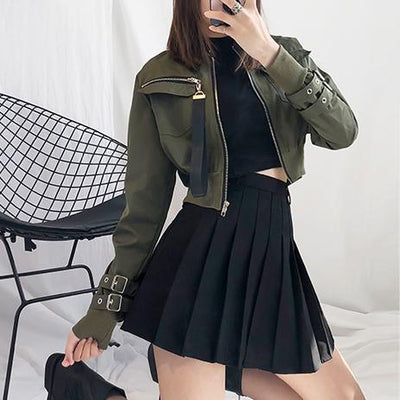 Zipper Strap Short Jacket SD00401