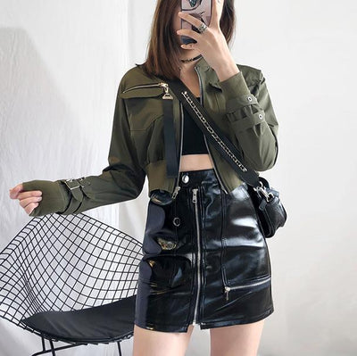 Zipper Strap Short Jacket SD00401