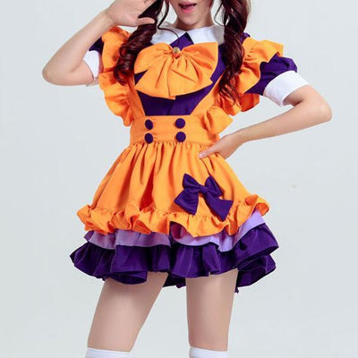 Purple and Orange Halloween Maid Dress SD00412