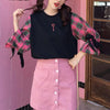 Heart Key Plaid Sleeve Shirt SD00411