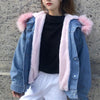 Fluffy Candy Fur Hoodie Denim Jacket SD00409