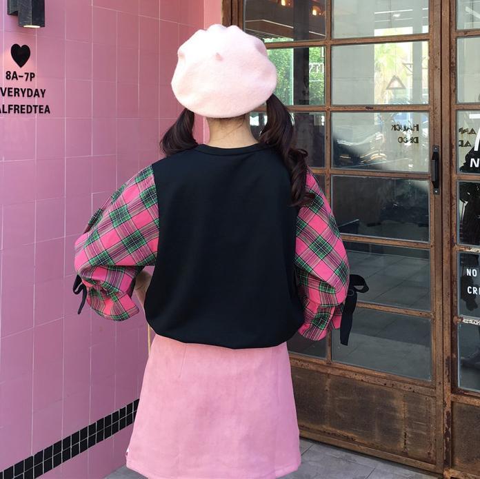 Heart Key Plaid Sleeve Shirt SD00411
