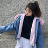 Fluffy Candy Fur Hoodie Denim Jacket SD00409