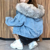 Fluffy Candy Fur Hoodie Denim Jacket SD00409