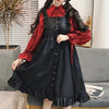 Lolita Black Ruffle Button Dres Red Blouse Set SD00407