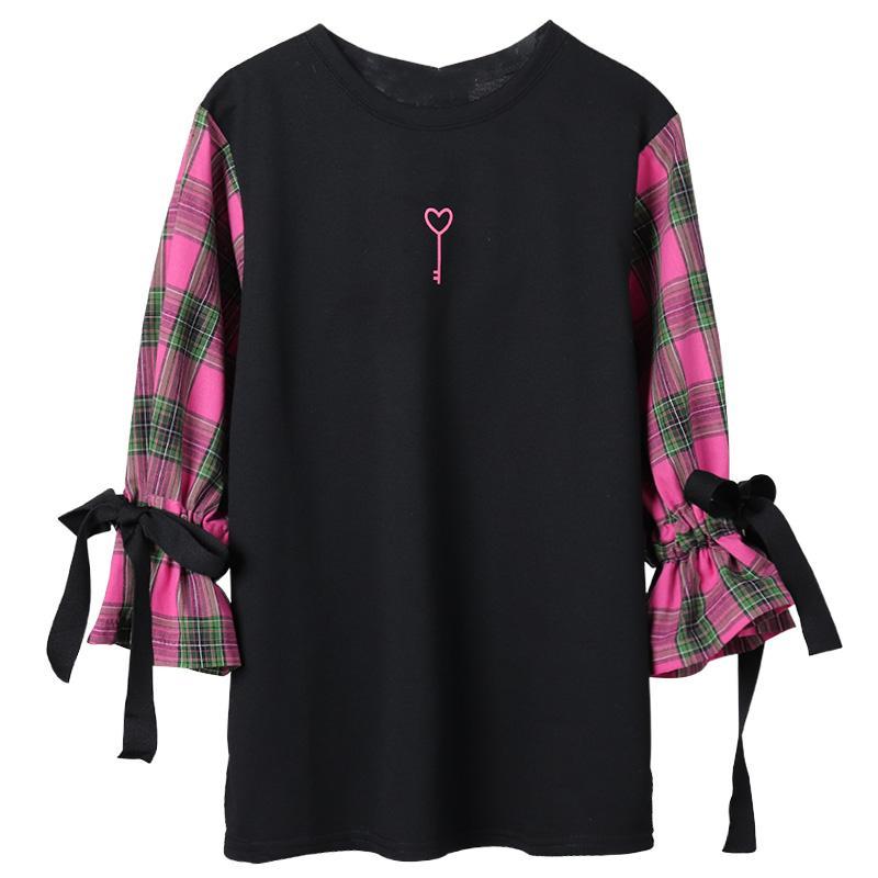 Heart Key Plaid Sleeve Shirt SD00411
