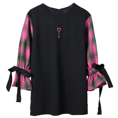 Heart Key Plaid Sleeve Shirt SD00411