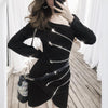 Black Zipper Slim Dress SD00379