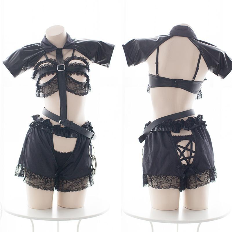 Sexy Open Shorts Open Pentagram Strap Lace Top Lingerie SD00496