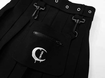 Black Pleated Side Pocket Skirt SD00532