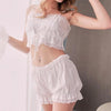 White Pearl Lace 2 Piece Top Short Pajama Set SD00426