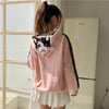 Pink Embroidered Cat Hoodie Sweater SD00322