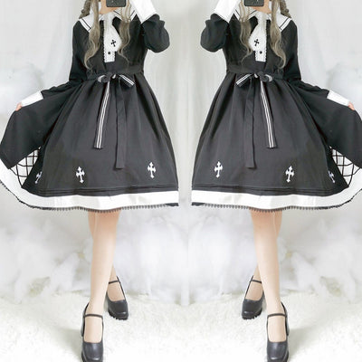 Lolita Cross Black Long Sleeve Dress SD00528