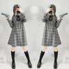 Plaid Grey Long Sleeve Dress SD00521