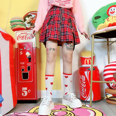 Star Pendant Zipper Pocket Plaid Skirt SD00458