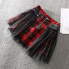 Strap Mesh Plaid Zipper Skirt SD00206