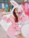 Pink Bunny Ears Hoodie Lantern Sleeve Coat SD00392