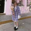 Purple Plaid Long Coat SD00398