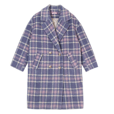 Purple Plaid Long Coat SD00398