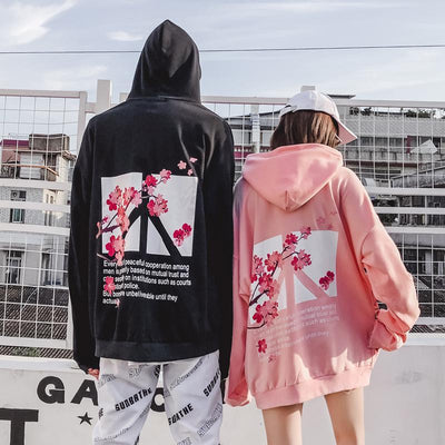 Peace Cherry Blossom Loose Hoodie Sweater SD00286