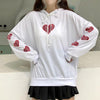 Heart Embroidered Loose Sleeve Hoodie Sweater SD00236