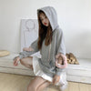 Grey Open Sleeve Fur Hoodie Sweater SD00292