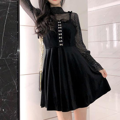 Mesh Sleeve Strap Slim Dress SD00490