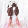 Gradient Brown Pink Curly Long Wig SD00441