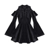 Ruffle Black Velvet String Dress SD00568