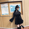 Ruffle Black Velvet String Dress SD00568