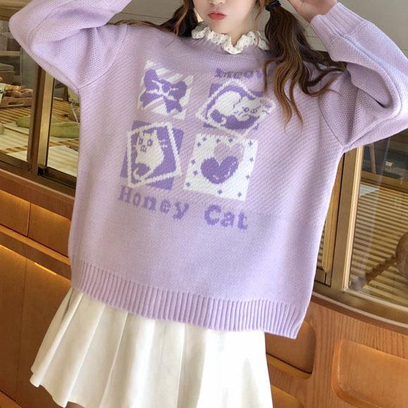 Knitted Honey Cat Sweater SD00560