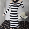 Striped Long Slim Dress SD00489