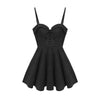 Dark Grey Plaid Ribbon Corset Strap Dress SD00530